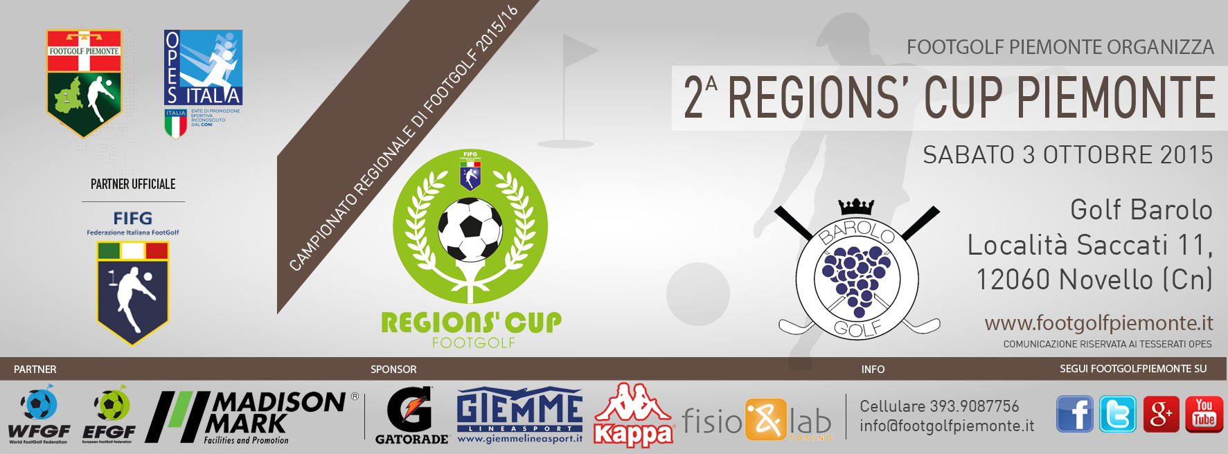 Locandina 2 tappa Regions' Cup Footgolf Piemonte 2015:2016 Novello CN sabato 3 ottobre 2015